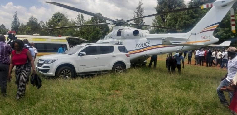 The police chopper that airlifted Raphael Tuju from Kijabe Mission Hospital to Nairobi 