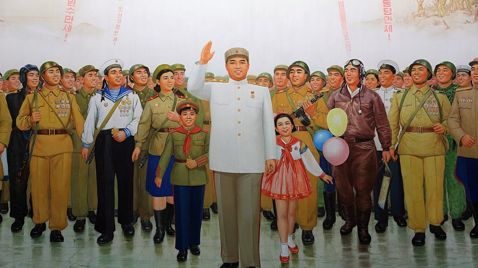 Kim Ir Sen – obraz u wejścia do muzeum Walki Wyzwoleńczej