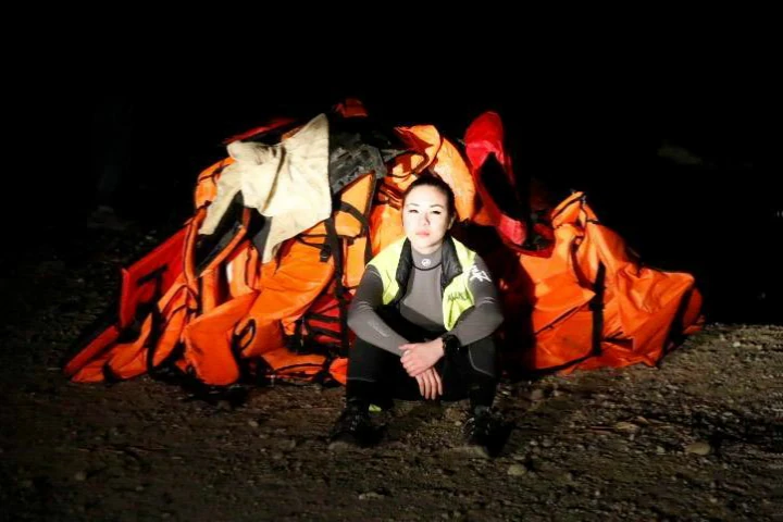 Aleksandra Wiśniewska po akcji ratunkowej na Lesbos, zima 2015 r.