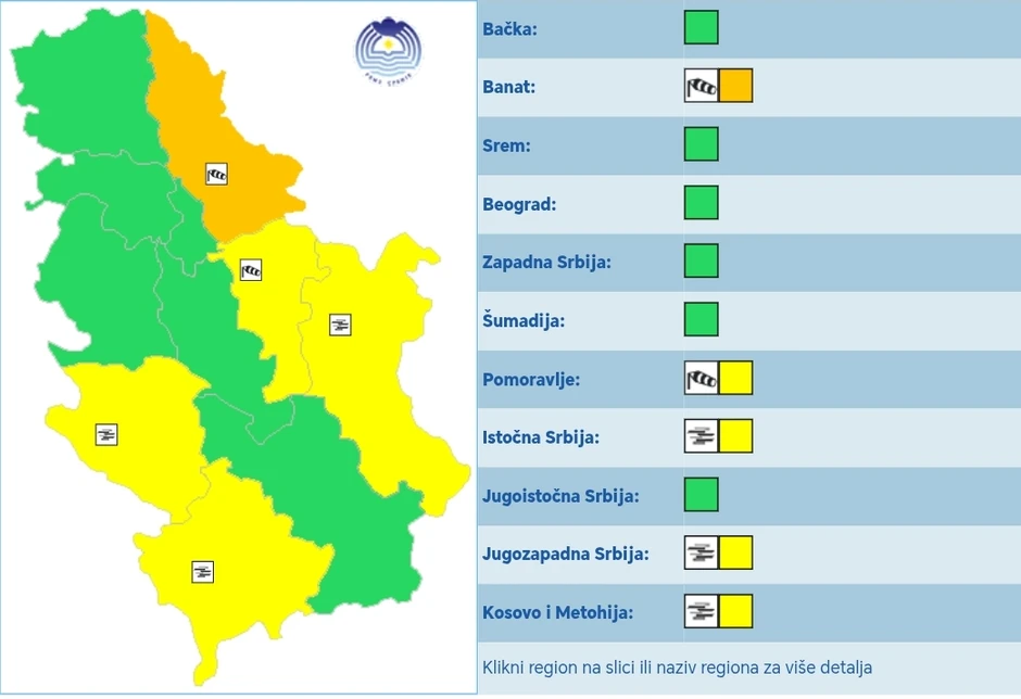 Meteoalarm za sredu