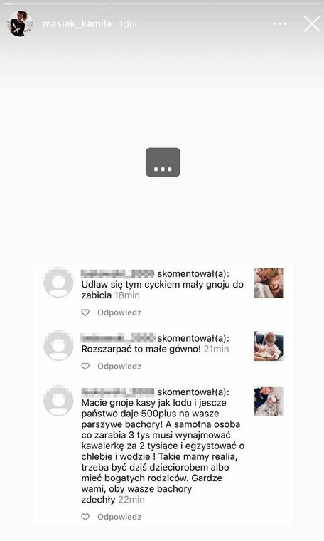 Zrzut ekranu InstaStory Kamili Maślak