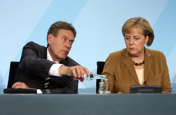 Minister gospodarki Niemiec Michael Glos i Kanclerz Niemiec Angela Merkel