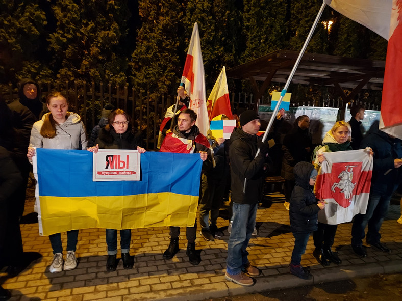 Mniejszość białoruska solidarna z Ukrainą, Białystok 24.02.2022.