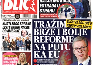 Blic naslovna strana za 6.2.
