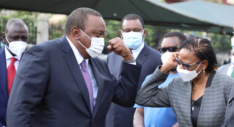 President Uhuru Kenyatta with Head of the Judiciary, Chief Justice Martha Koome