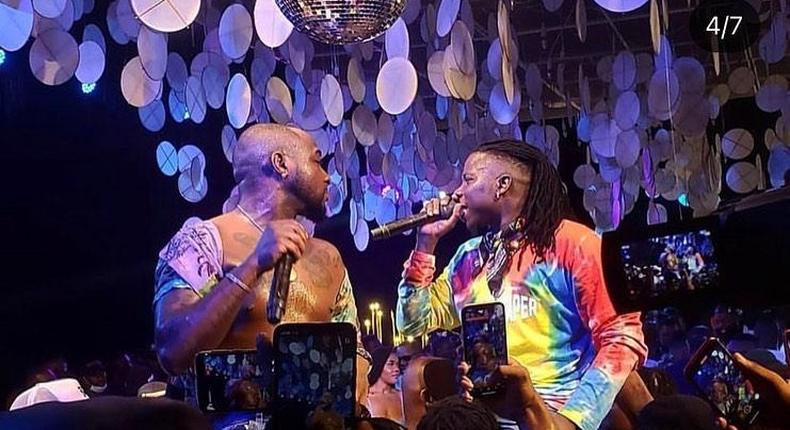 Davido and Stonebwoy on stage at Activate party