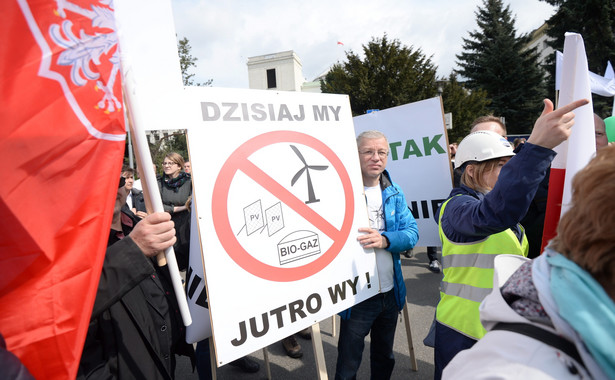 Manifestacja przeciwko projektowi ustawy o inwestycjach w zakresie elektrowni wiatrowych