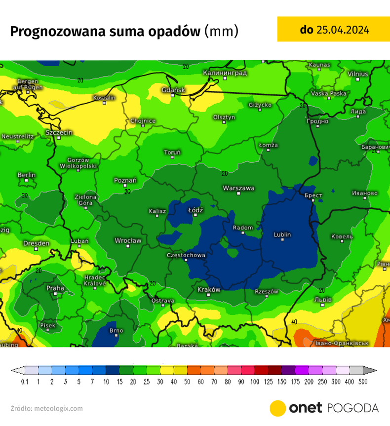 Miejscami w ciągu najbliższych dni spadnie nawet powyżej 30 mm wody