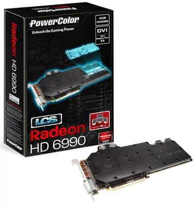 Producenci idą na rękę entuzjastom. Na zdjęciu karta PowerColor Radeon HD 6990 oznaczona jako LCS HD6990 - przygotowana do podpięcia do bloku wodnego