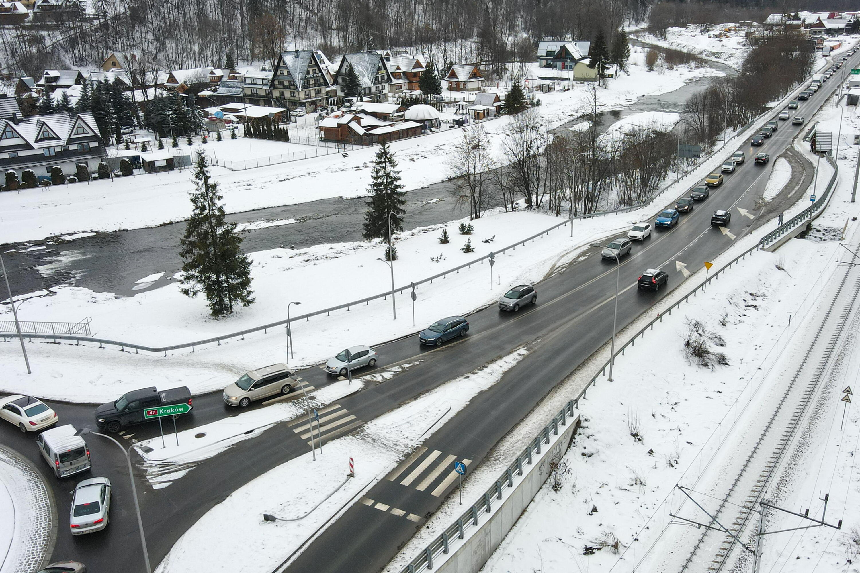 DK49 zablokowana: Korek między Bukowiną Tatrzańską a Nowym Targiem