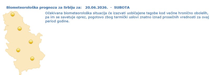 Biometeorološka prognoza subotu