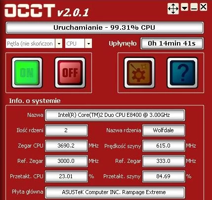 Stabilne 615 MHz wprost z BIOS-u możliwe na płycie ASUS Rampage Extreme