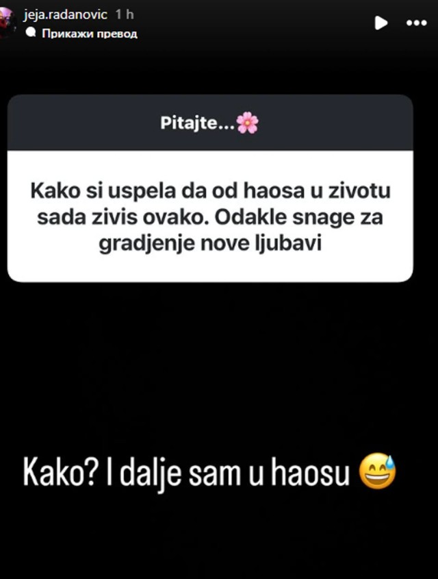 Objava Jelena Radanović, odgovarala na pitanju 