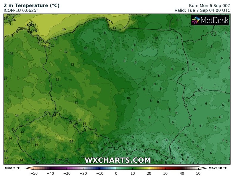 Noc ciepła na zachodzie, bardzo zimna na wschodzie oraz w Małopolsce