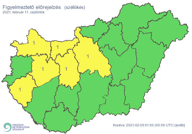 Csütörtökre sok megyére adtak ki riasztást a nagy széllökések miatt / Fotó: OMSZ