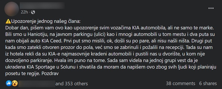 "Kia" automobil je marka koja se najviše krade u Grčkoj