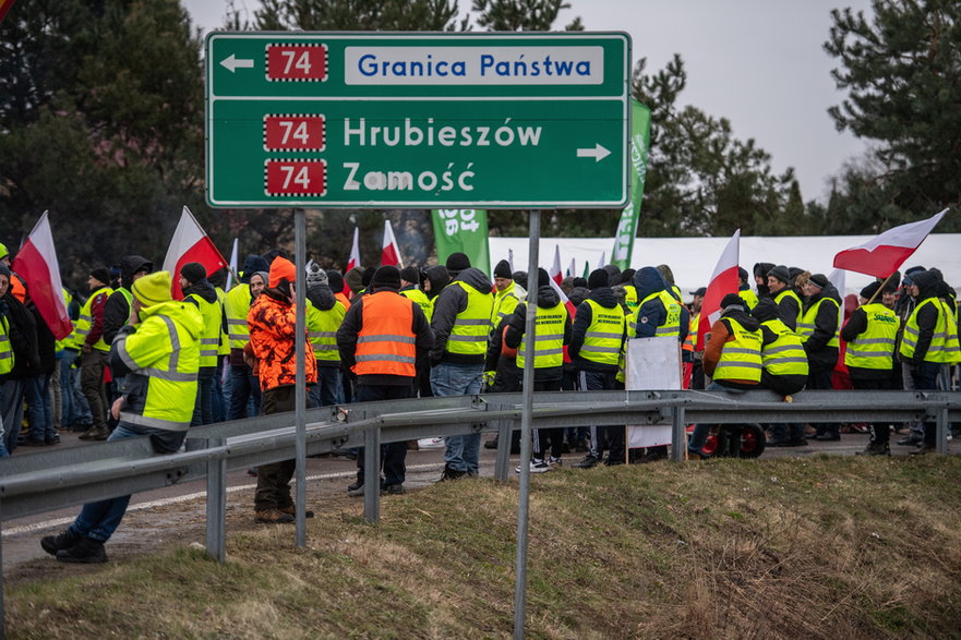 Protest rolników na przejściu granicznym w Zosinie 23 lutego 2024 r