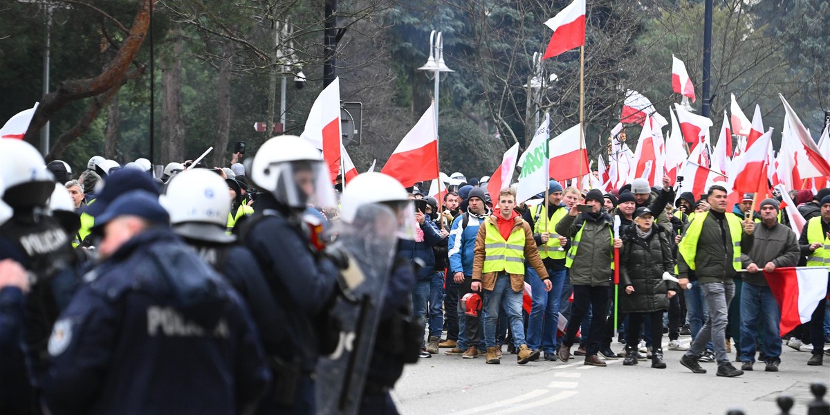 Protest rolnikow w Warszawie