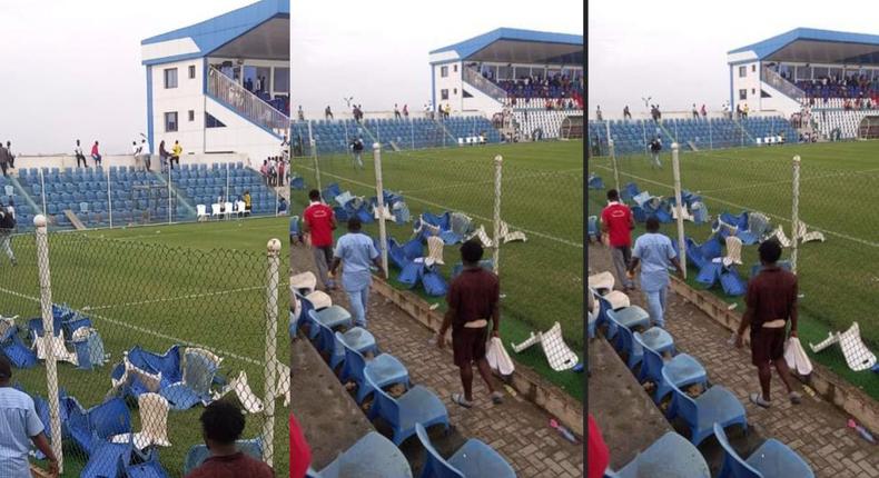 Video: Irate Kotoko fans vandalise stadium seats in 2-2 draw with Nations FC