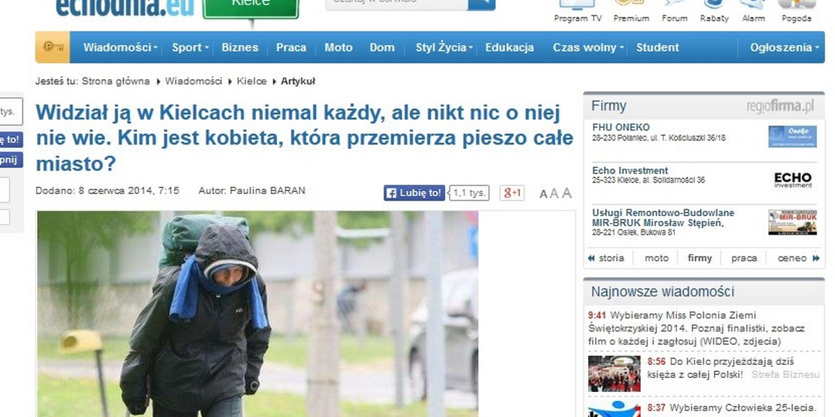 Przemierza pieszo Kielce