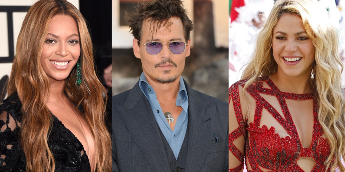 Beyonce, Johnny Depp, Shakira