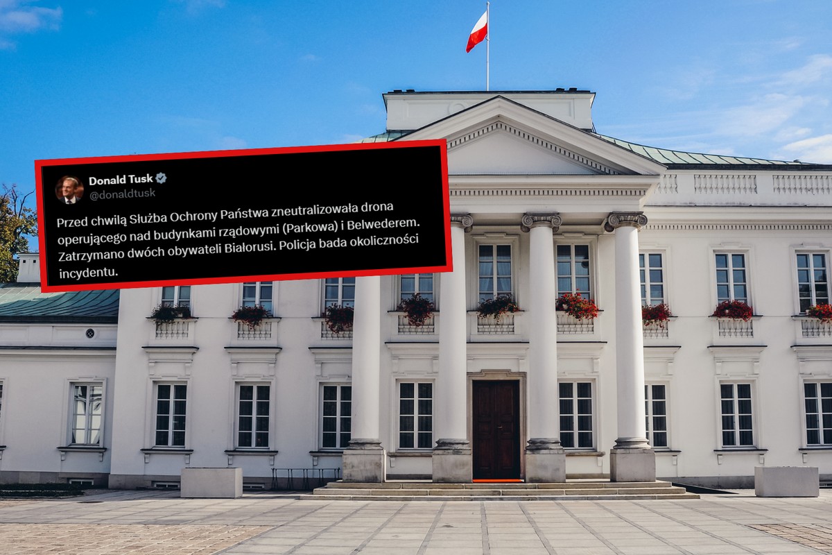 Dron nad Belwederem. Tusk: SOP zneutralizowała, zatrzymano dwóch Białorusinów