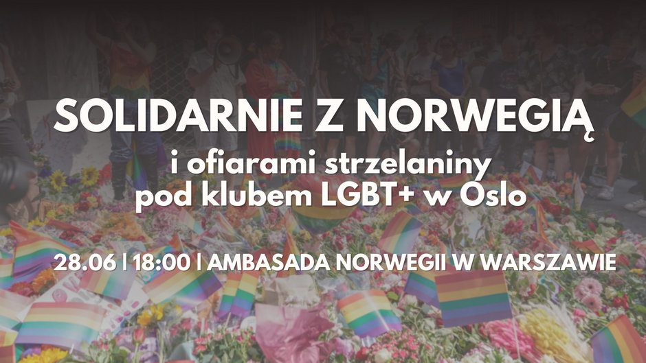 Solidarnie z Norwegią — wydarzenie pod ambasadą Norwegii w Warszawie