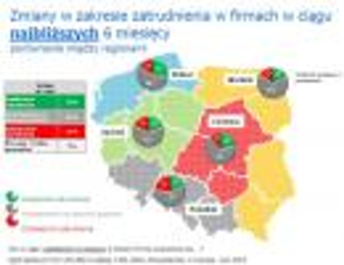 Zmiany w zakresie zatrudnienia w firmach w ciągu najbliższych 6 miesięcy, źródło: Instytut Badawczy Randstad