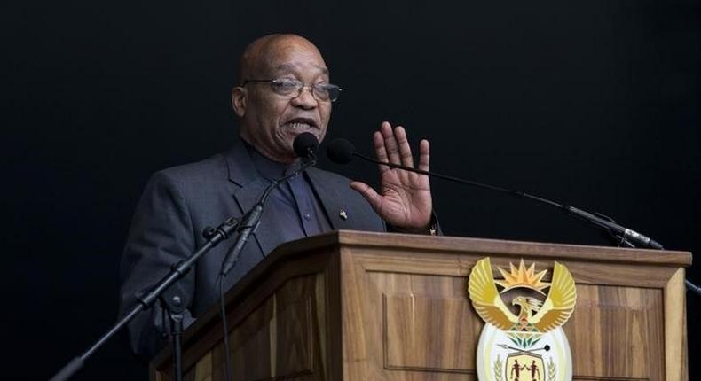 South African President Jacob Zuma speaks at a Human Rights Day rally in Durban