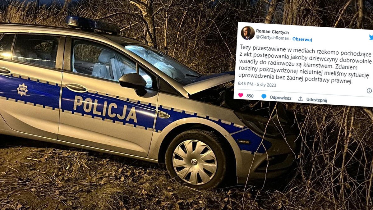 Wypadek radiowozu z nastolatkami. Giertych: zdaniem rodziny to uprowadzenie