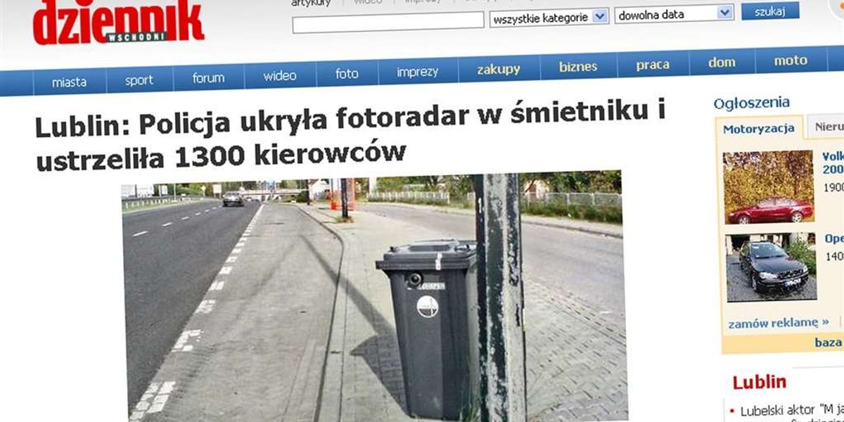 Fotoradar schowany w... śmietniku