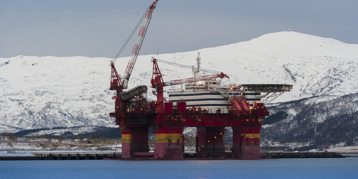 Platforma wydobywcza na Morzu Północnym w Norwegii.