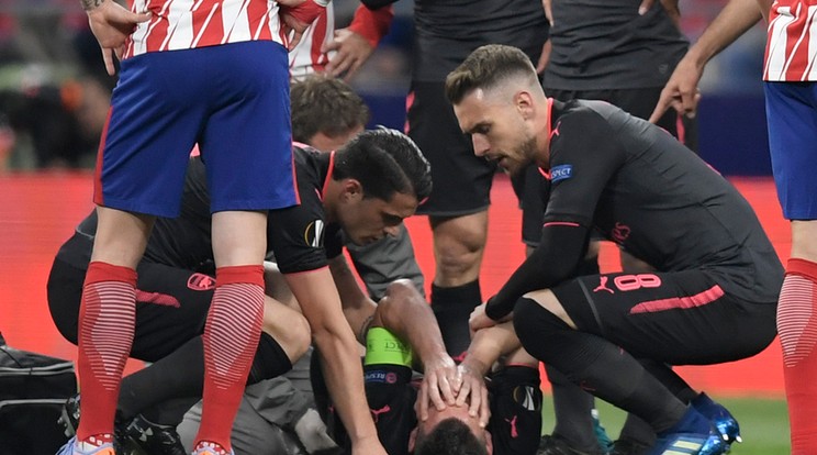 Laurent Koscielny az Atlético Madrid elleni Európa Liga-elődöntőben sérült meg /Fotó: AFP