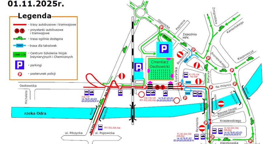 Cmentarz Osobowicki planowana organizacja ruchu 1 listopada