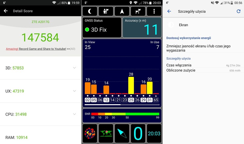 Axon 7 - AnTuTu Benchmark, test GPS, czas pracy baterii