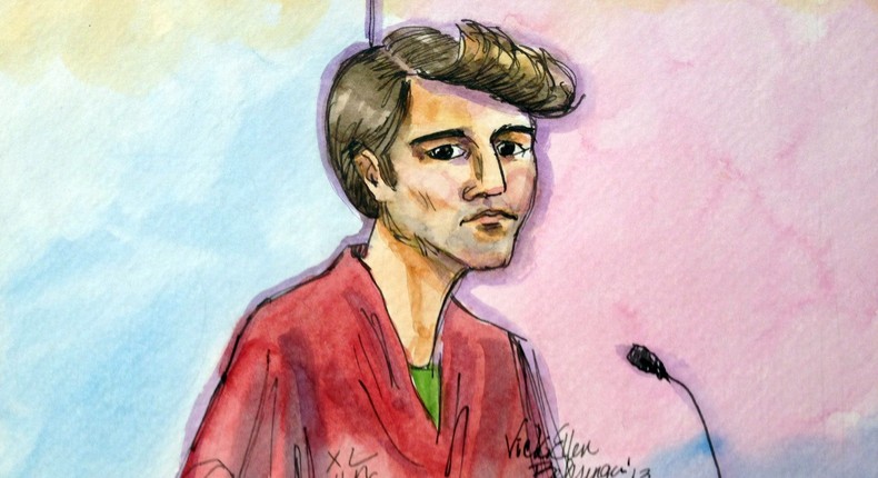 File image, an artist rendering showing Ross  Ulbricht during an appearance at Federal Court in San Francisco.AP Photo/Vicki Behringer, File