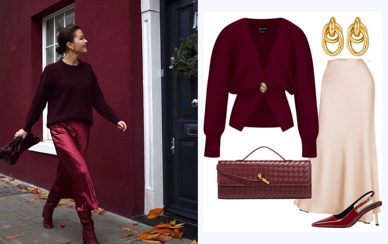 Ako nosiť sukňu s pulóvrom štýlovo.