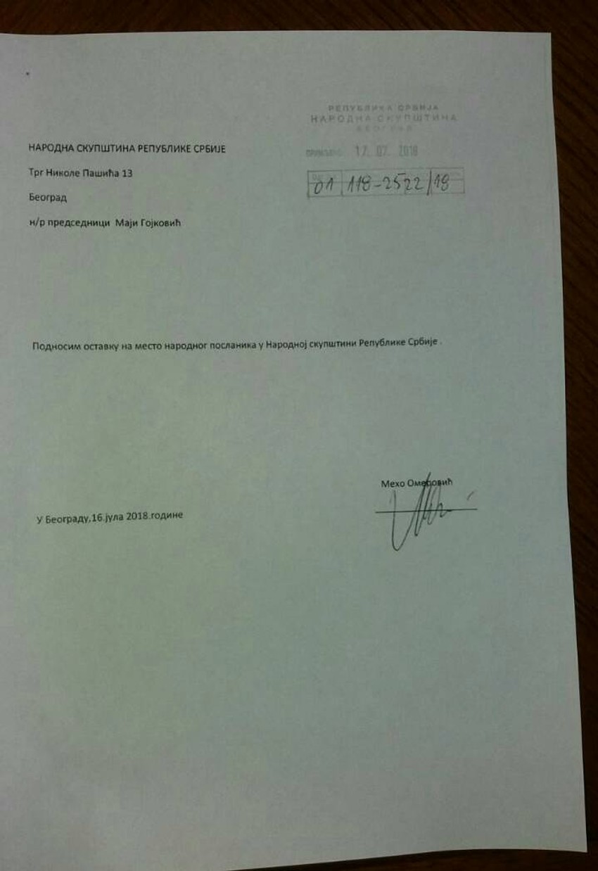 Ostavka Mehe Omerovića