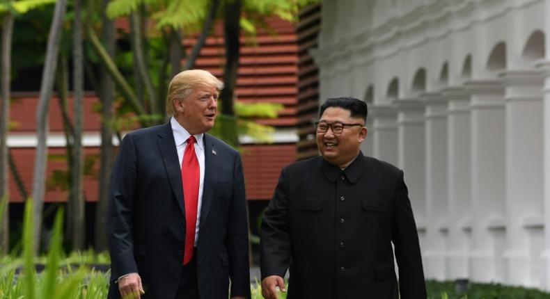 US President Donald Trump, pictured with North Korean leader Kim Jong Un in Singapore in June 2018, has angrily denounced criticism that his first summit was mere symbolism