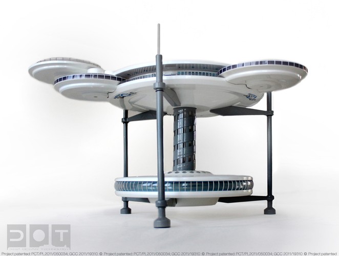 Podwodny hotel pomysłu gdańskich inżynierów będzie złożony z dwóch dysków: stalowego dysku o promieniu nieco ponad 30 m zanurzonego na głębokość około 10 m oraz niemal bliźniaczego dysku, który znajdzie się nad wodą; umieszczone w nim będą: zaplecze hotelowe oraz przestrzenie wspólne obiektu.