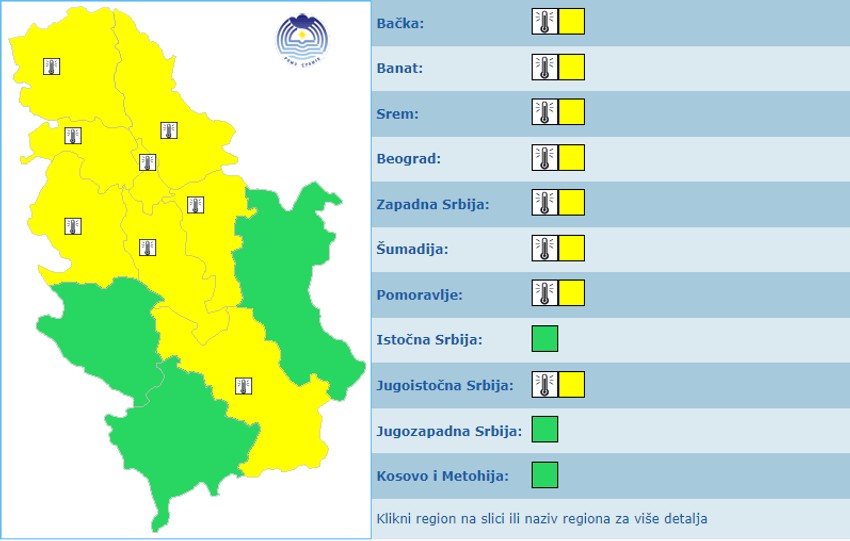 Meteoalarm za petak