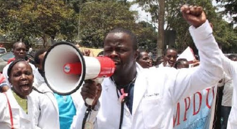 Kenyan nurses in a peaceful protest.