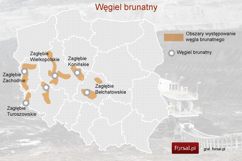 Obszary występowania węgla brunatnego