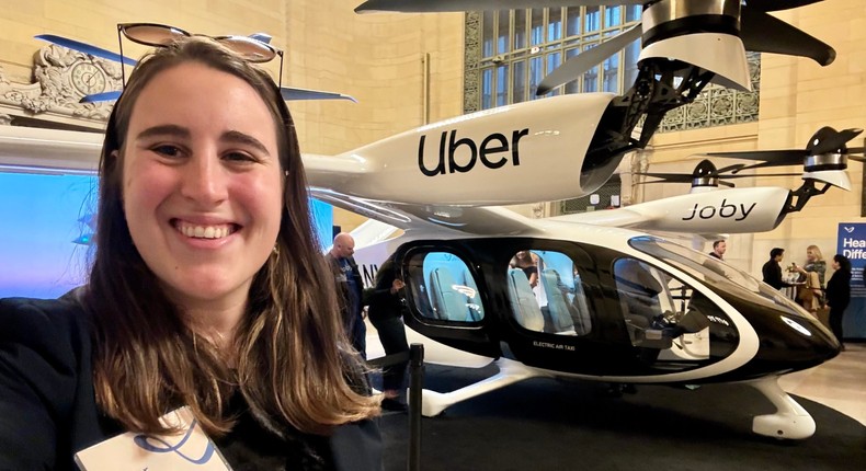 A selfie of the author with the Joby eVTOL in New York City.Taylor Rains/Business Insider