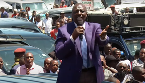 President William Ruto speaking in Kasarani, Nairobi