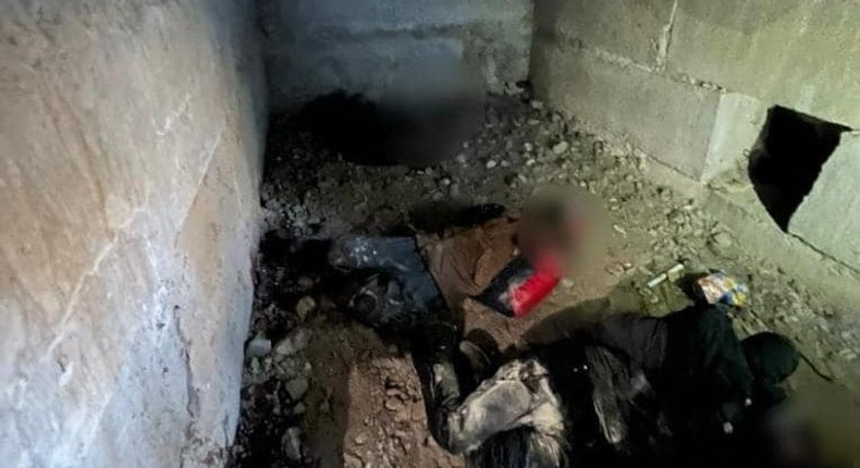 Photos posted to the Facebook page of the Office of the Prosecutor General of Ukraine show the bodies of five men found in a torture chamber in Bucha.