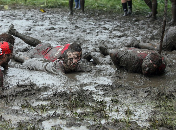 Węglarczyk nurkuje w błocie (z prawej)