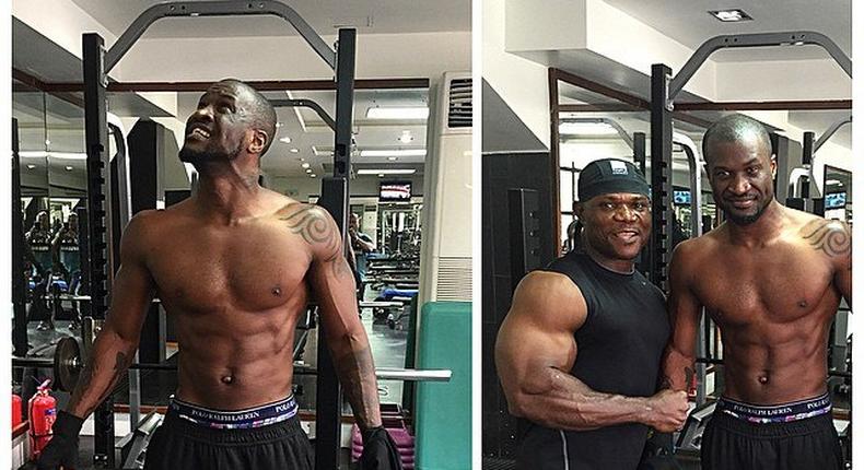 Peter Okoye at the gym