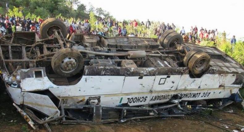 The school bus involved in an accident in Kabarnet, June 16, 2017.