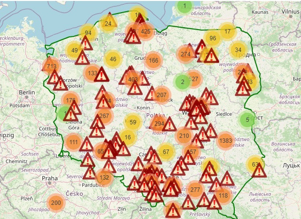 Mapa występowania kleszczy w Polsce